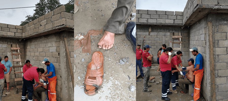 ¡Corrió con suerte! Albañil se electrocuta durante obra en Cunduacán y sobrevive