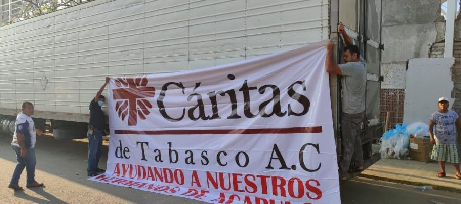 Envía Diócesis de Tabasco tráiler con ayuda humanitaria a Guerrero