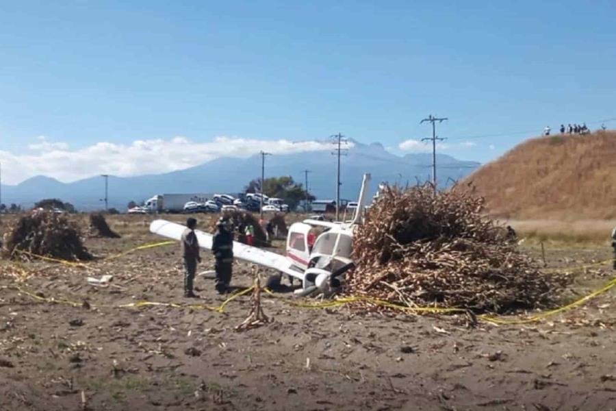 2 heridos deja desplome de aeronave en Puebla