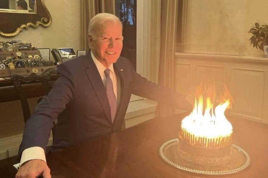 Pastel de cumpleaños con 81 velas de Biden provoca crueles burlas