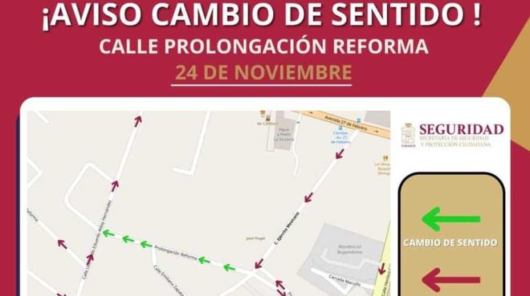 ¡Atención! Cambia de sentido calle Prolongación de Reforma en Atasta