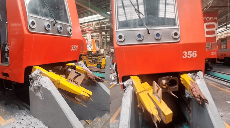 Choca tren del Metro de la CDMX en terminal El Rosario