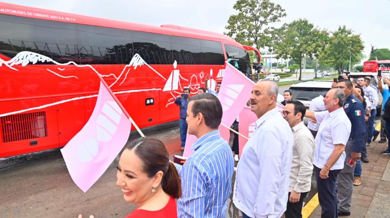 Dan banderazo a nuevas unidades del ADO que coadyuvarán movilidad del turismo del Tren Maya