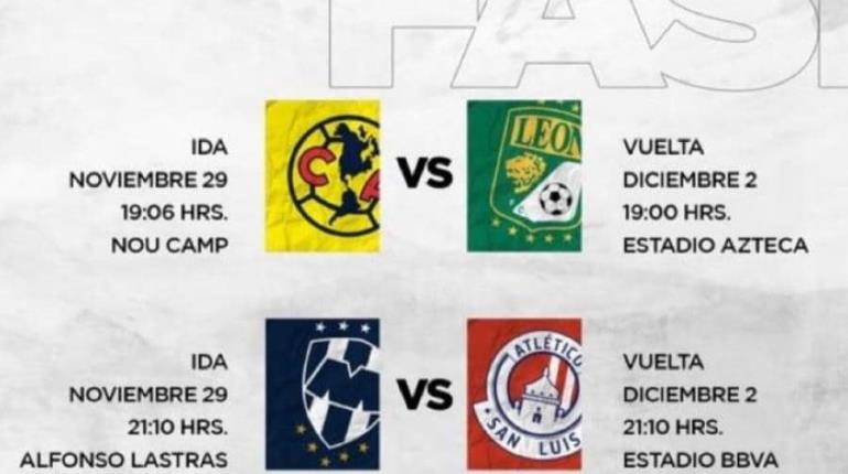 Arranca la liguilla del futbol mexicano con el León vs América y San Luis vs Monterrey