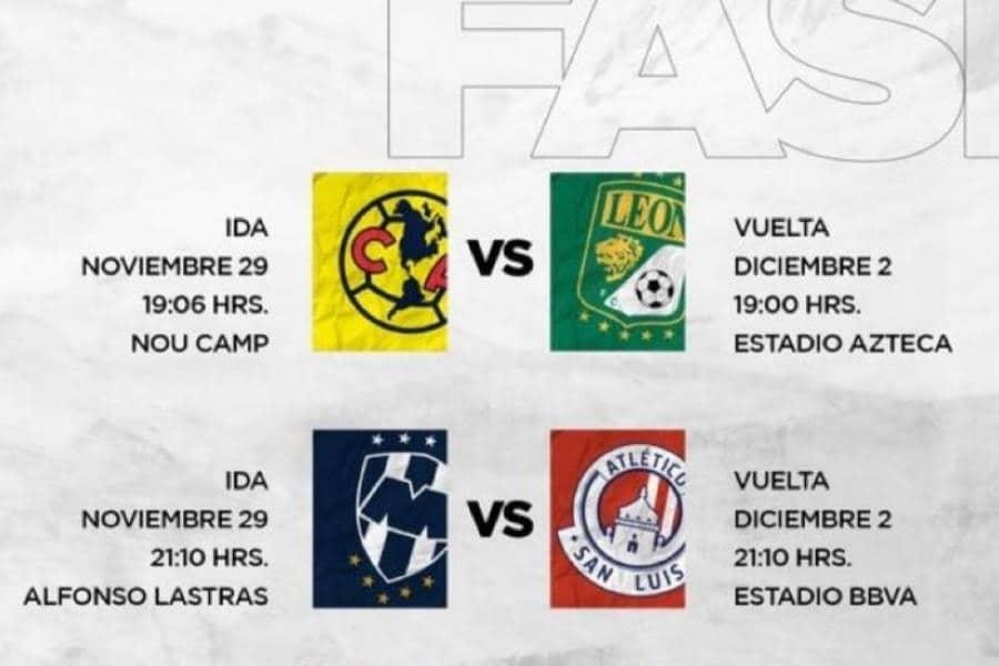 Arranca la liguilla del futbol mexicano con el León vs América y San Luis vs Monterrey