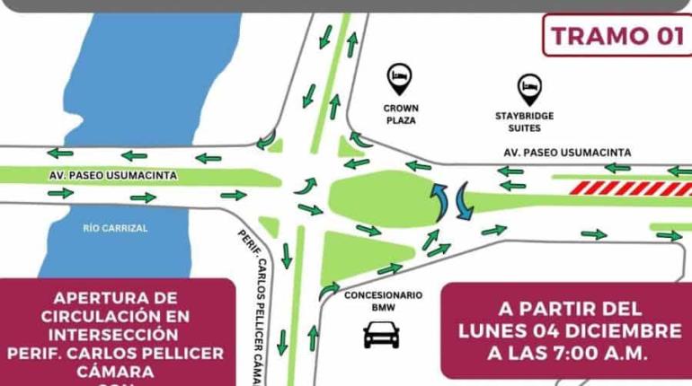 Abren este lunes a la circulación 2 cruces viales del Acueducto Usumacinta