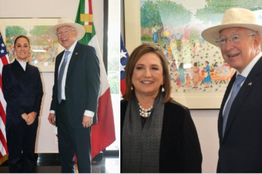 Se reúne Ken Salazar con Sheinbaum y Xóchitl; hablan sobre trabajo entre México y EE. UU.