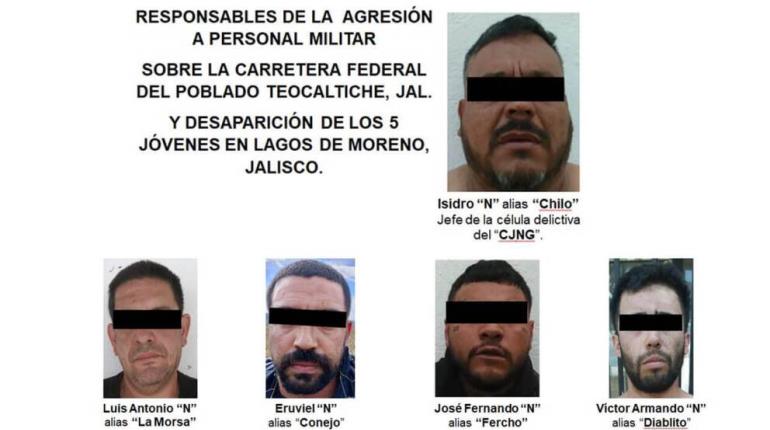 Detienen a 5 integrantes del CJNG vinculados a desaparición de los jóvenes de Lagos de Moreno