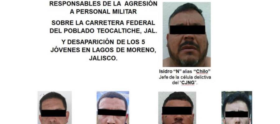 Detienen a 5 integrantes del CJNG vinculados a desaparición de los jóvenes de Lagos de Moreno