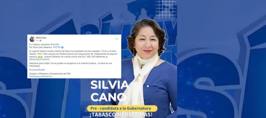 Critica Silvia Cano, aspirante a la gubernatura, al sector salud de Tabasco