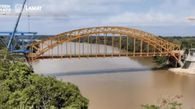 Presentan Time Lapse de construcción de puente Boca del Cerro para Tren Maya