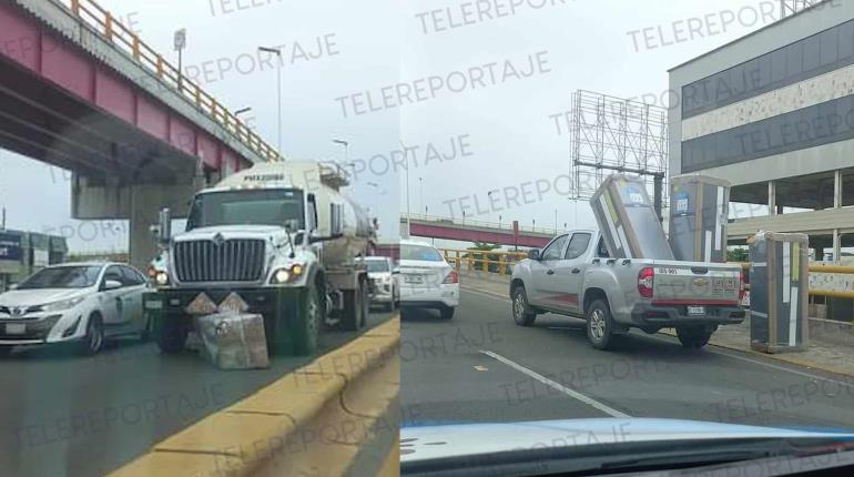 ¡Se le caen los refris! Enseres tirados en Ruiz Cortines provocan tráfico