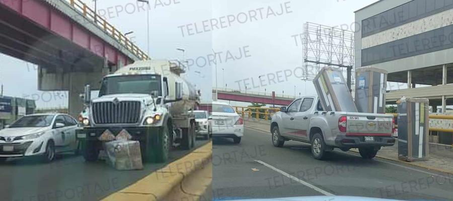 ¡Se le caen los refris! Enseres tirados en Ruiz Cortines provocan tráfico