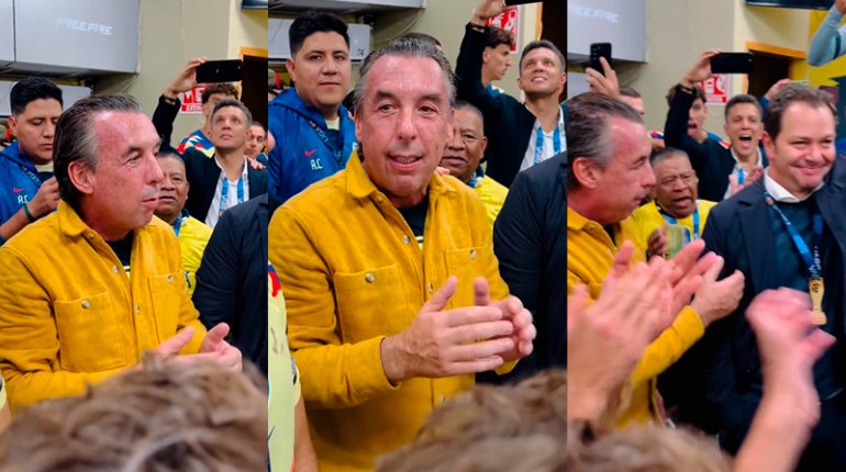 Emilio Azcárraga celebra en vestidores triunfo del América y dedica la 14 "a quienes ya no llegaron"