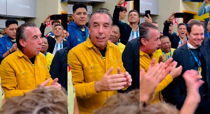 Emilio Azcárraga celebra en vestidores triunfo del América y dedica la 14 "a quienes ya no llegaron"