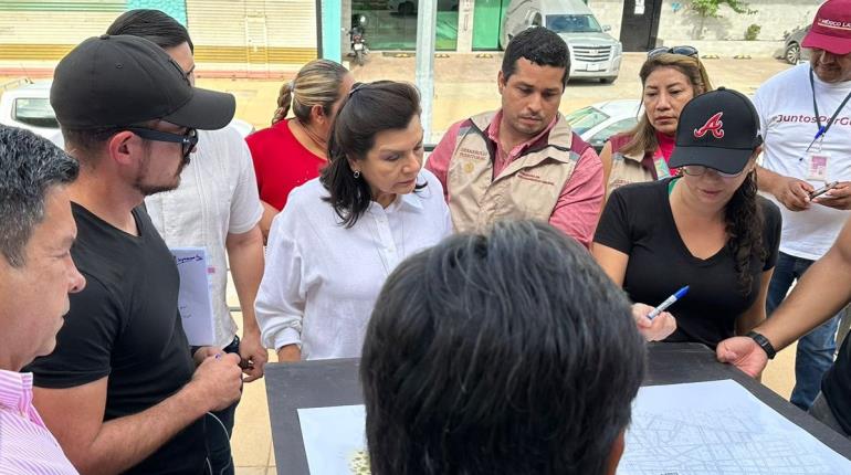 Román Meyer y Yolanda Osuna supervisan obra del malecón de Villahermosa