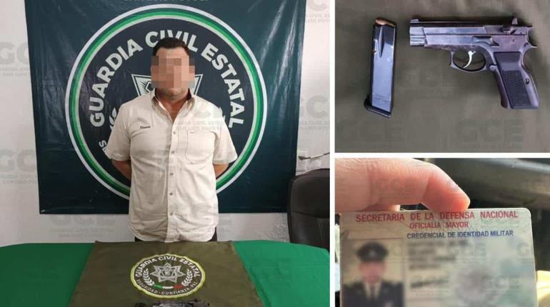 Detienen en San Luis Potosí a sujetos armados con credenciales del Ejército; entre ellos un tabasqueño