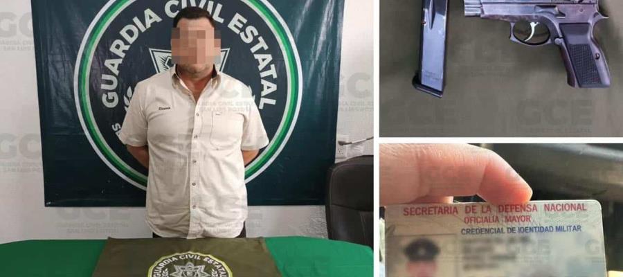 Detienen en San Luis Potosí a sujetos armados con credenciales del Ejército; entre ellos un tabasqueño