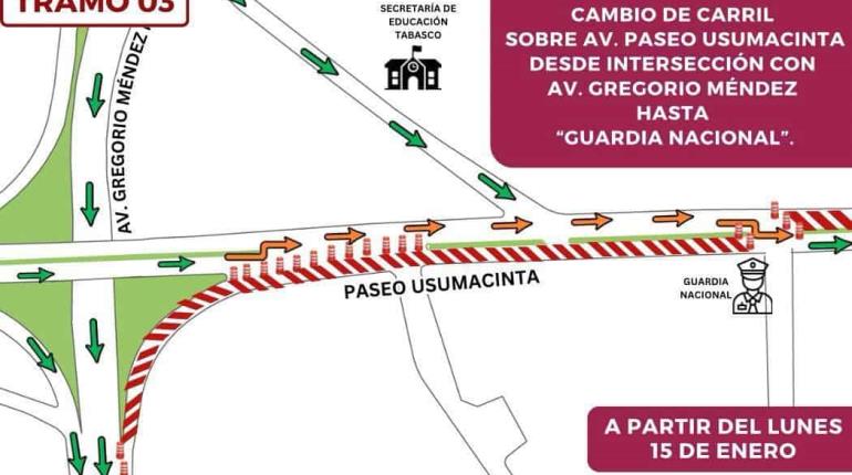 Anuncia Centro cambio de sentido en Usumacinta a partir del 15 de enero