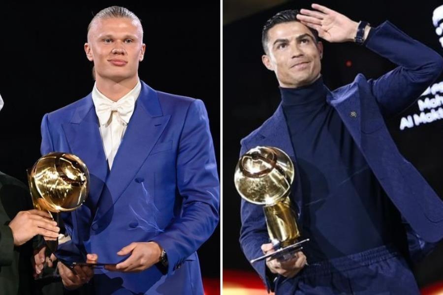 Haaland gana premio a Mejor Jugador y Cristiano Ronaldo al máximo goleador de los Globe Soccer Awards