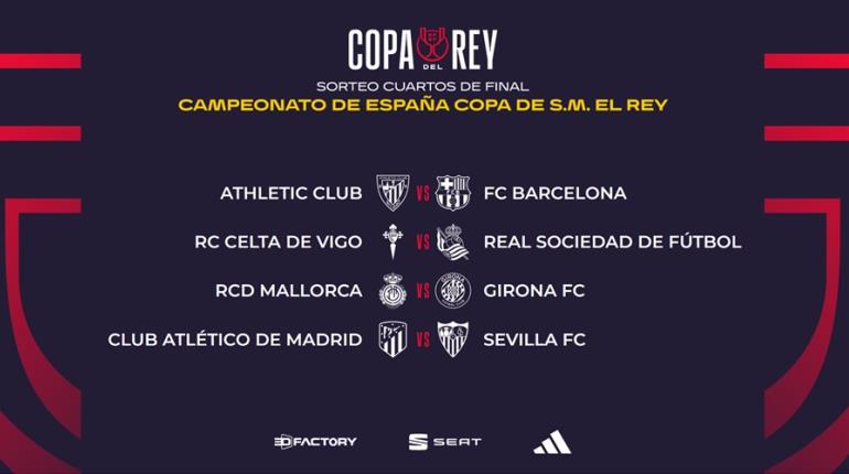 Athletic vs Barcelona y Atlético de Madrid vs Sevilla, partidos más atractivos de 4tos de final de Copa del Rey