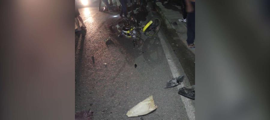 Fatal accidente, motociclista pierde una pierna tras derrapar en la Raya de Cupilco 