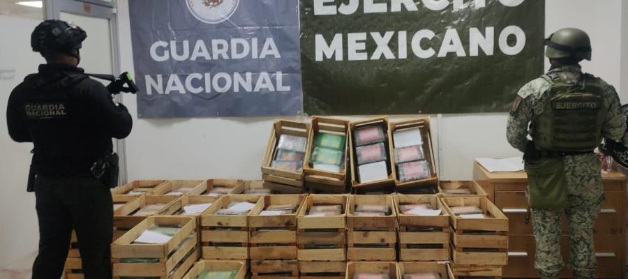 Aseguran más de 600 paquetes con droga ocultos en tractocamión en Guanajuato