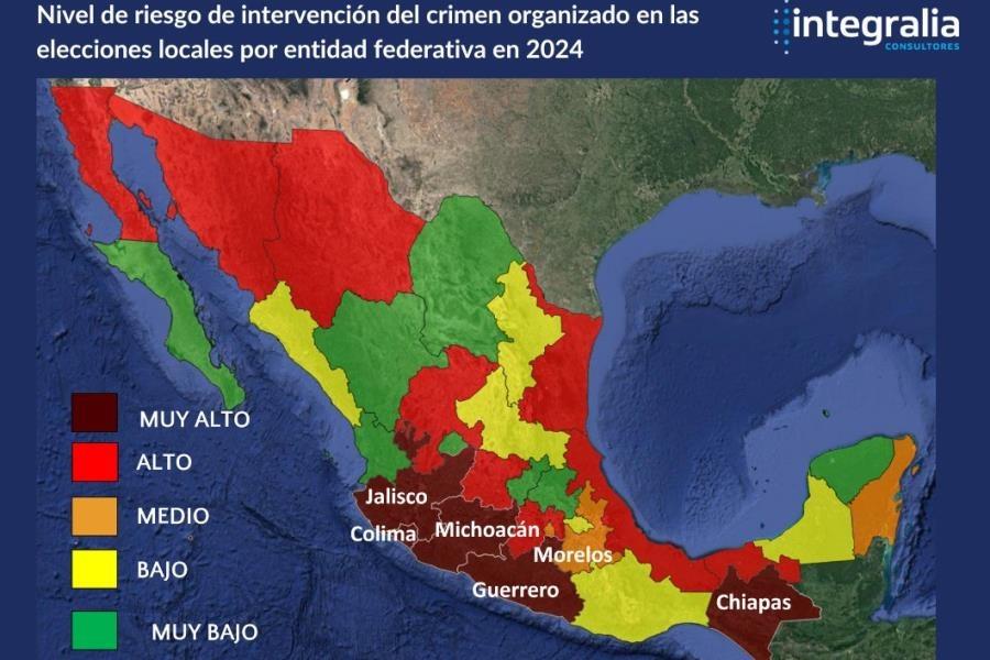 Crimen organizado podría intervenir en elecciones de 15 estados, según consultora Integralia