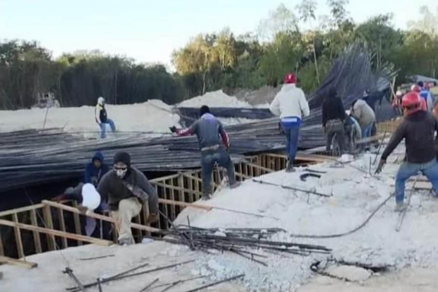 Colapso de estructura en puente del Tren Maya deja 2 heridos