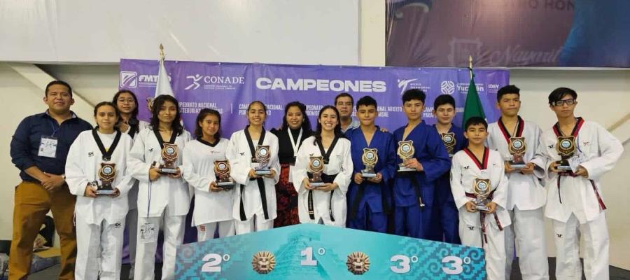 Tabasqueños logran medalla de oro y tres de bronce en Campeonato Nacional de Taekwondo en Mérida