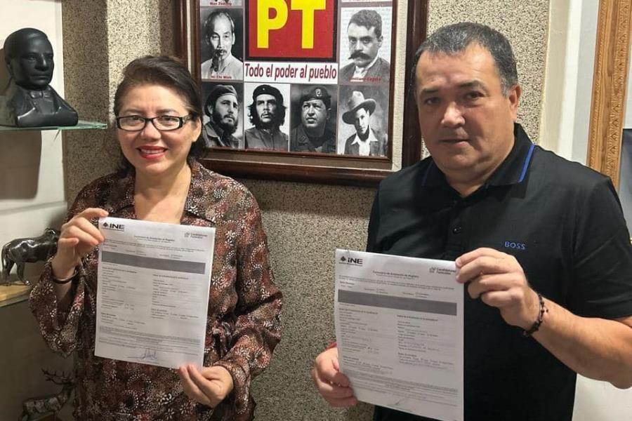 Juan Carlos Ortiz y Gladys López se registran como candidatos del PT Tabasco al Senado