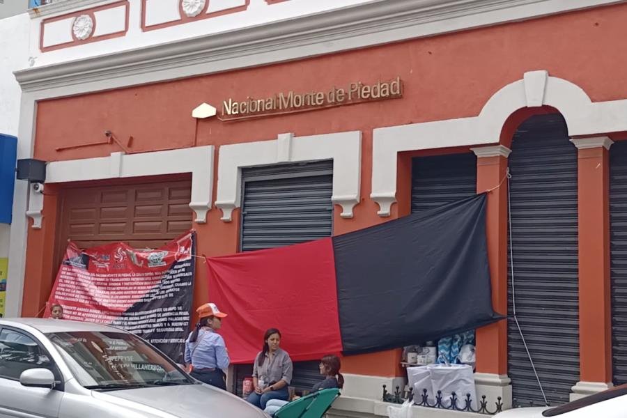 Trabajadores del Monte de Piedad en Tabasco mantienen apoyo a huelga nacional