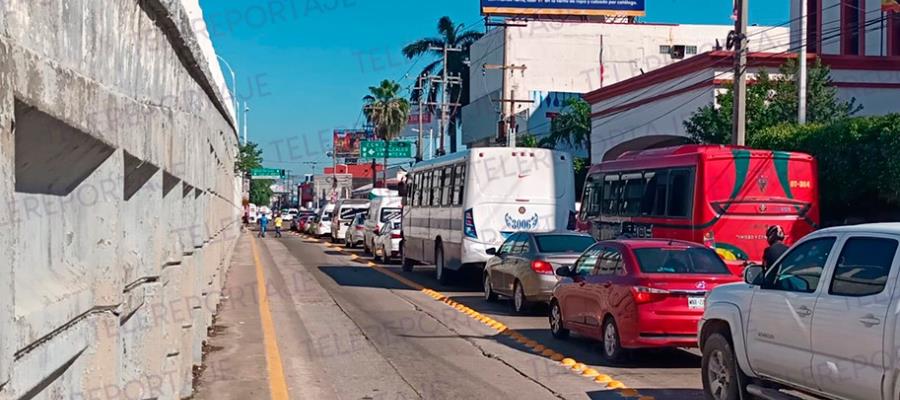 Confinan carril exclusivo para retorno en Ruiz Cortines en intersección con Mina