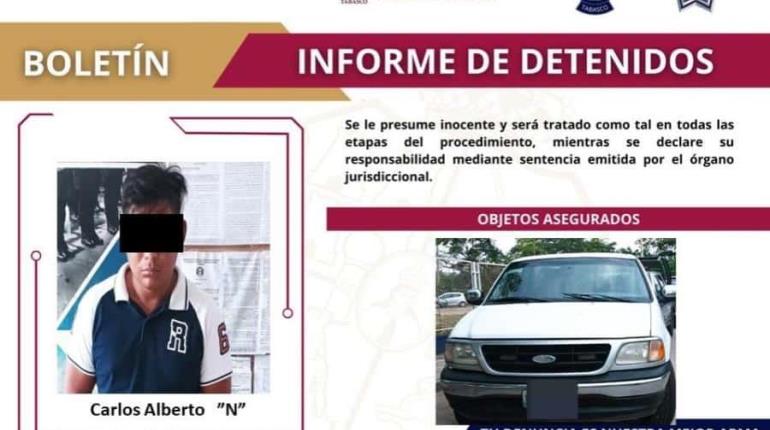 Asegura SSPC a sujeto por robo de vehículo en Centro