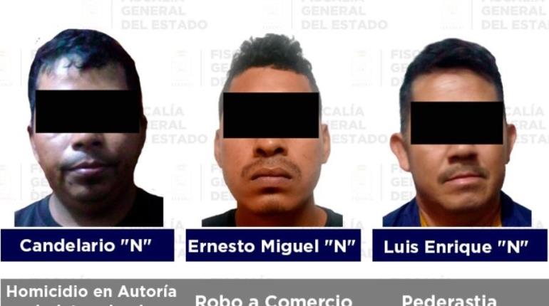 Detiene FGE a cinco sujetos por homicidio, robo y pederastia