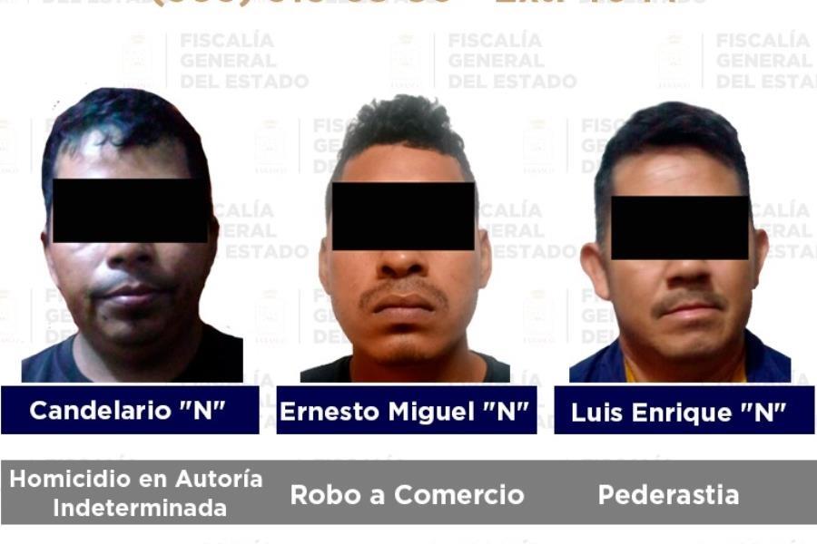 Detiene FGE a cinco sujetos por homicidio, robo y pederastia