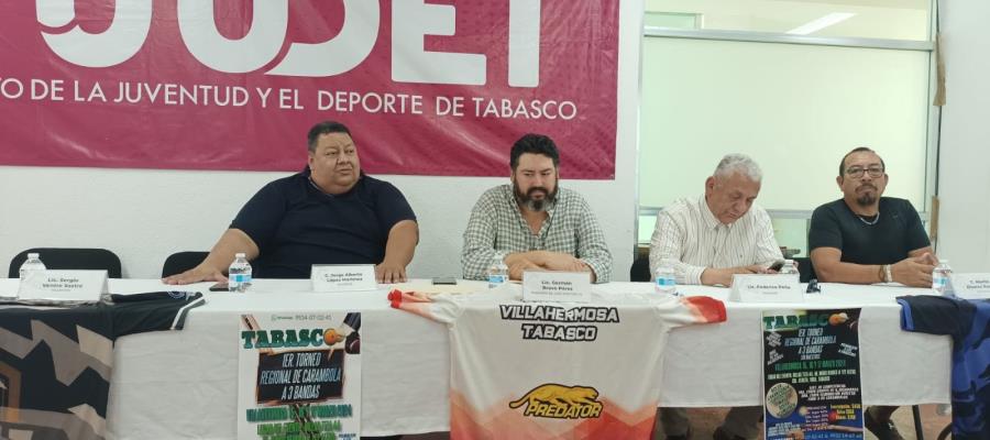 Organizan en Tabasco el primer torneo regional de carambola a 3 bandas