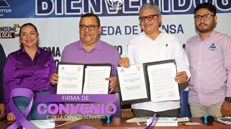 Canaco Villahermosa y SUTSET firman acuerdo de descuento para agremiados