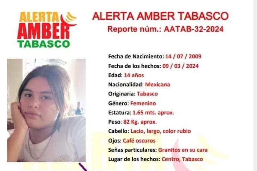 Alerta Amber para localizar a jovencita de 14 años