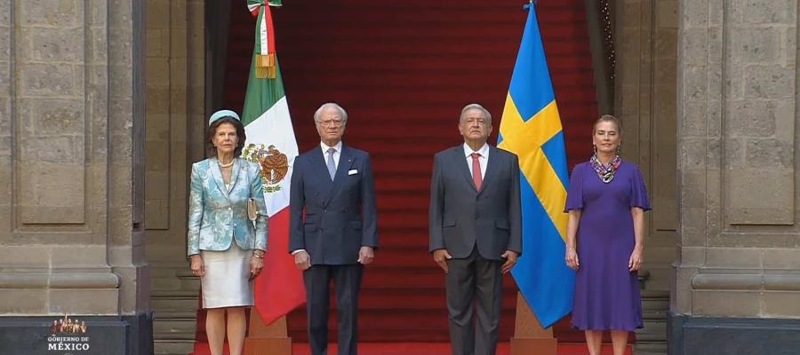 Recibe AMLO a reyes de Suecia; monarcas viajarán en Tren Maya