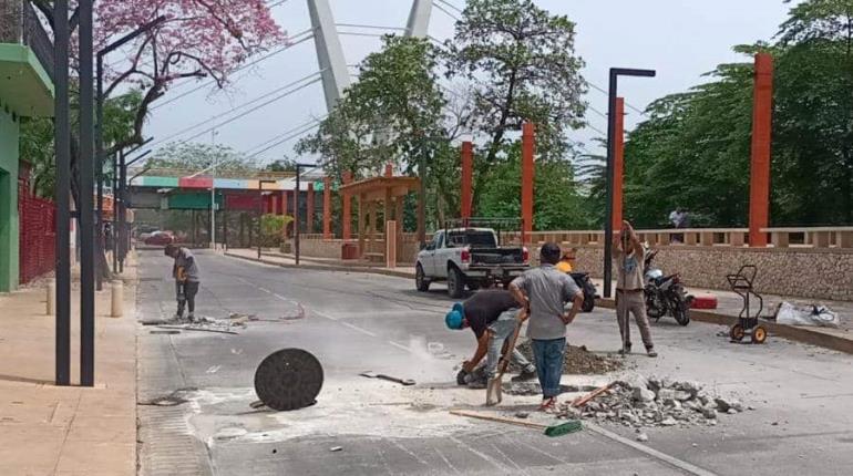 Presión del agua originó fuga en nuevo malecón, justifica Ayuntamiento de Centro