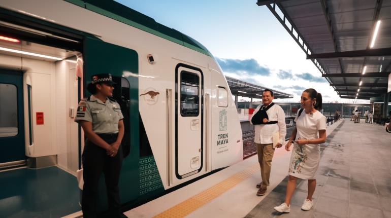 Viaja Sheinbaum en el Tren Maya; afirma que se compensa impacto ambiental