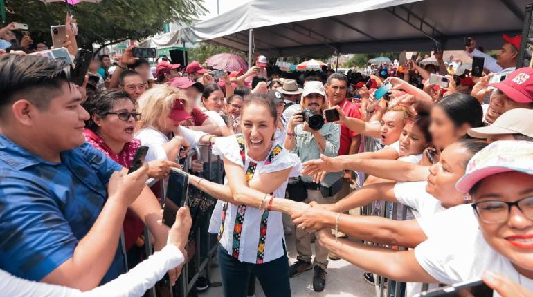 Sheinbaum exhorta desde Huimanguillo a votar 6 de 6 por Morena el próximo 2 de junio