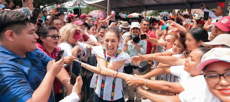 Sheinbaum exhorta desde Huimanguillo a votar 6 de 6 por Morena el próximo 2 de junio