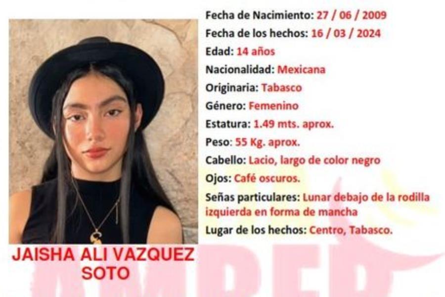 Reportan extraviada a otra menor de 14 años en Centro, Tabasco