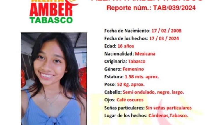 Activan Alerta Amber para localizar a Nahomi Guadarrama 