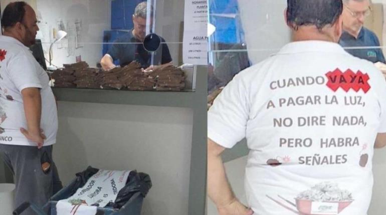 Productor argentino lleva su pago del recibo de luz en carretilla en protesta a los altos costos del servicio