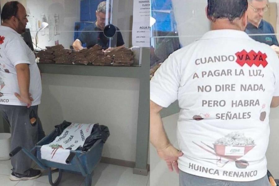 Productor argentino lleva su pago del recibo de luz en carretilla en protesta a los altos costos del servicio