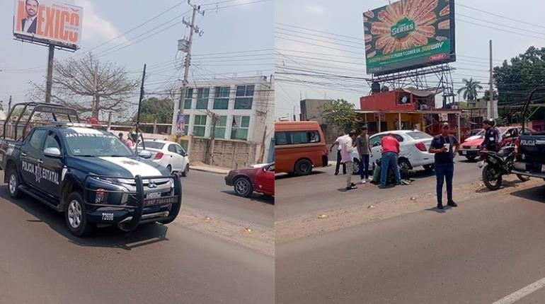 Choca motociclista contra automóvil en Av. Universidad; resulta con lesiones