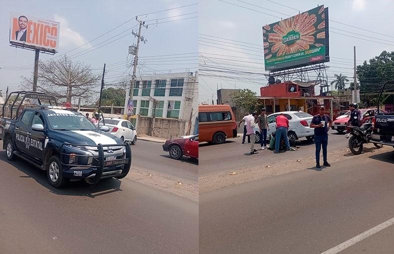 Choca motociclista contra automóvil en Av. Universidad; resulta con lesiones